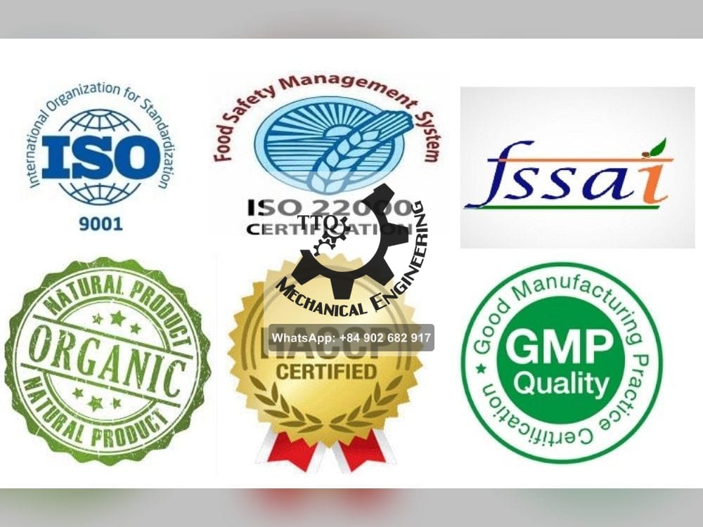 Certification marks a cashew buyer may ask for — ISO 9001, ISO 22000, FSSAI, organic, HACCP and GMP