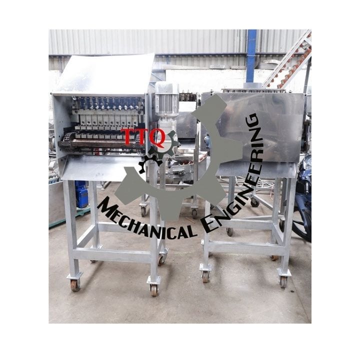 Two TTQ 10 Head cashew cutting machines side by side on the shop floor
